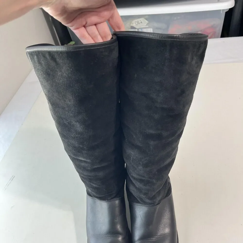 La Canadienne Boots Womens Size 8.5 Black Leather Shearling Lined Pull On Winter